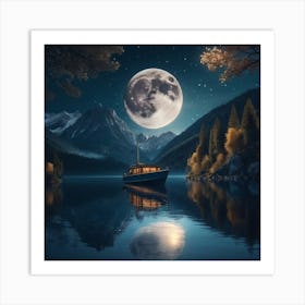 Moonlight Over Lake Art Print