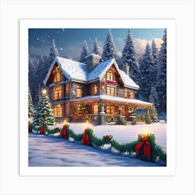 Christmas House In The Snow 9 Art Print