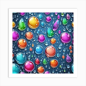 Colorful Water Drops Art Print