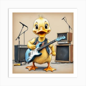 Duck With Guitar 8 Art Print