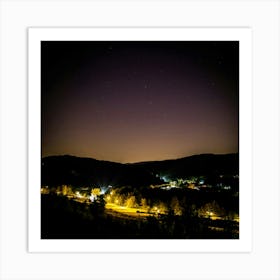 Night Sky Over A Village Art Print