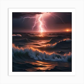 Lightning Over The Ocean 2 1 Art Print