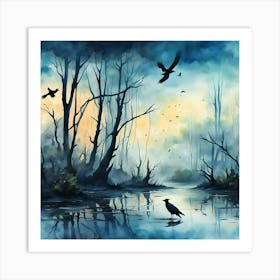 Crows In The Forest Art Print