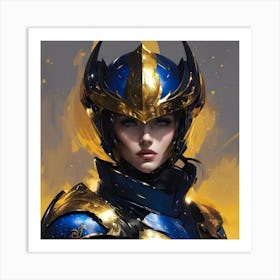 Blue And Gold Warrior Art Print