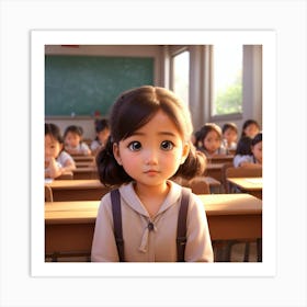 Girl In A Classroom 1 Art Print