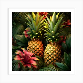 Pineapples In The Jungle Art Print