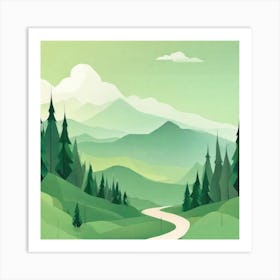 Misty mountains background in green tone 25 Art Print