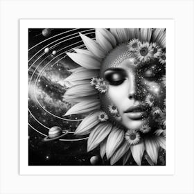 Sunflowers And Planets Art Print