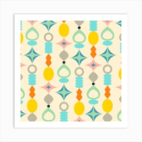 SUNCATCHERS Palm Springs Mid-Century Modern Style in Retro Multi-Colours on Cream Art Print