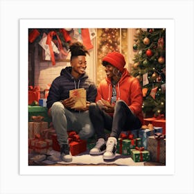 Realistic Black Gay Couple Christmas Stylish Deep D1d6bff6 5212 43cf 80c7 8e0679d5e24d Art Print