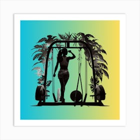 Silhouette Of A Woman In A Gym Art Print