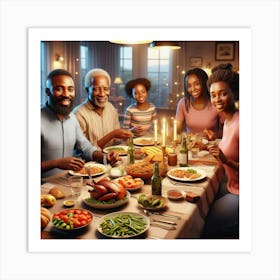 Thanksgiving Dinner With Family Art Print