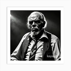 Black And White Portrait Of An Old Man Art Print