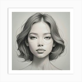 Asian Face Drawing Art Print