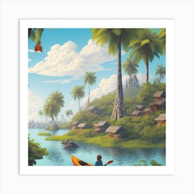 Canoeing In The Jungle Art Print