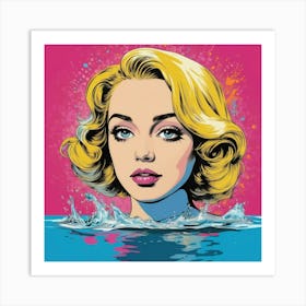 Pop Girl In Water Art Print