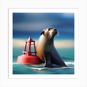 SEALION ON SEABUOY Art Print