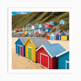 Default Vibrant Beach Huts Art Print 0 Art Print