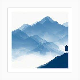 Two People Standing On Top Of A Mountain Art Print