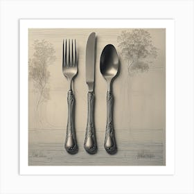 Fork And Knife Art Print