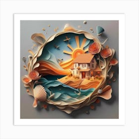 Nice Landscape In Paper Art Work 6 Art Print