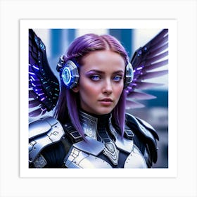 Futuristic Girl With Wings 4 Art Print