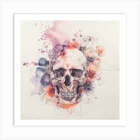 Skull And Flowers Canvas Print Art Print