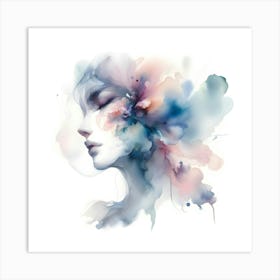 Watercolor Of A Woman'S Face Art Print