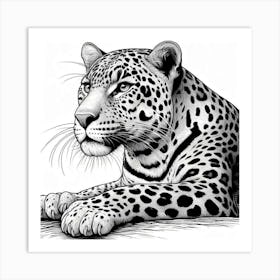 Line Art leopard 3 Art Print