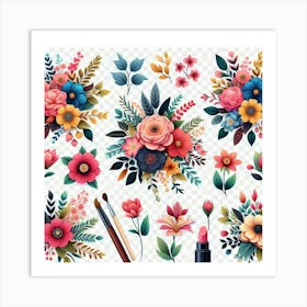 Floral Bouquet Png Art Print