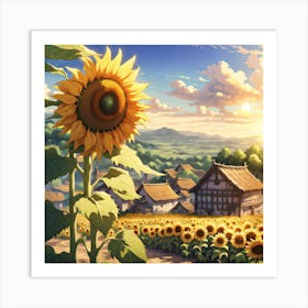 Sunflowers In The Countryside Art Print