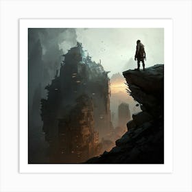 Man Standing On A Cliff Art Print