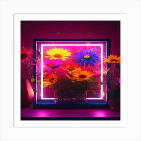 Neon Flowers 1 Art Print