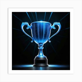 Blue Trophy Cup Art Print