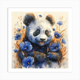 Lena1987 Cute Newborn Panda In Flowers Blue White Grey Colour 1eec5a77 3a98 40a1 8b32 F3d250929df1 2 Art Print