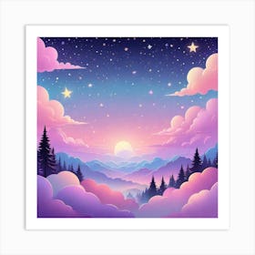 Sky With Twinkling Stars In Pastel Colors Square Composition 134 Art Print