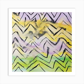 Zigzag yellow green pink Art Print