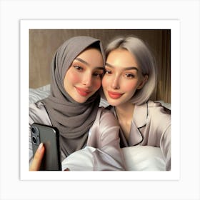 Two Muslim Women Selfie Art Print