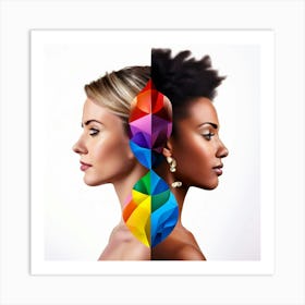 Two Women With Rainbow Colored Hair Art Print