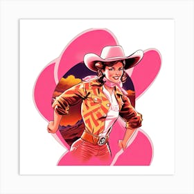 Cowgirl Portrait Face 4 Art Print