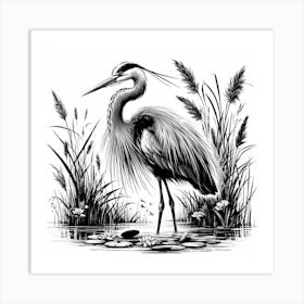 Illustration Heron 3 Art Print