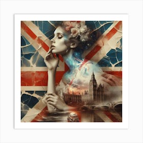 A british flag, a woman 2 Art Print