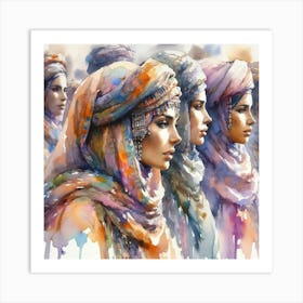 Watercolor Tuareg Women Art Print