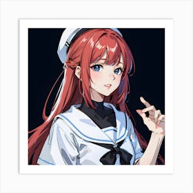 Anime Girl With Red Hair 3 Art Print