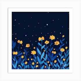 Night Sky With Flowers 1 Art Print