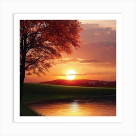 Sunset Over A Lake 15 Art Print