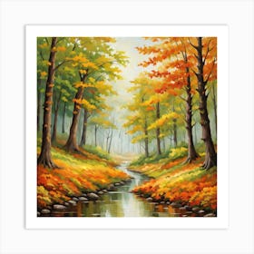 Forest In Autumn In Minimalist Style Square Composition 154 Art Print