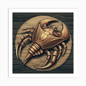 Intricate Wooden Crab Sculpture Art Print