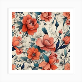 Floral drawing 1 Art Print