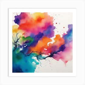 Watercolor Tree Painting Art Print